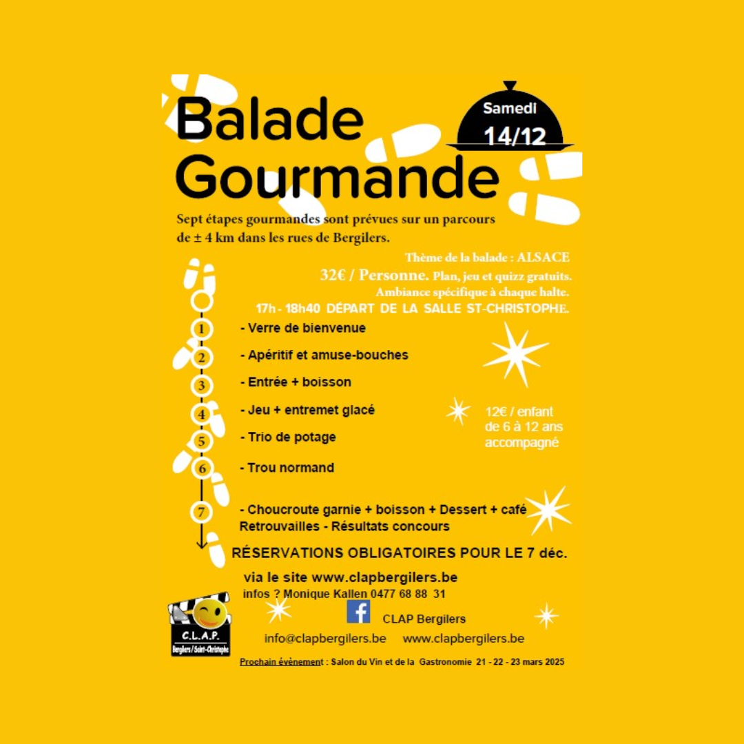 14/12 - Balade Gourmande - Spéciale Alsace17h Adulte